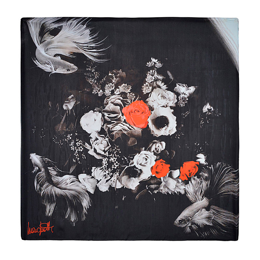 Foulard Fishes & Roses - MARTA VITALI